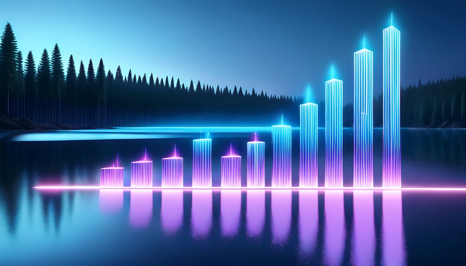 A digital chart with rising bars and an upward trend