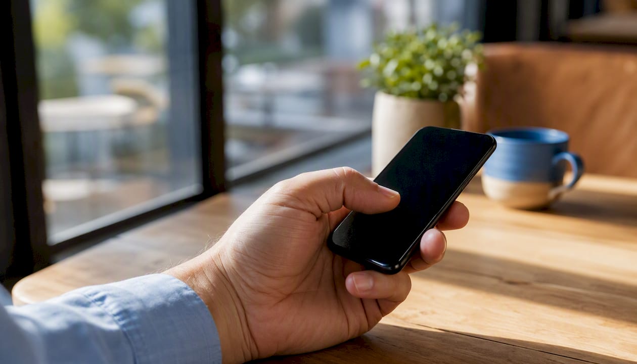 Thumb navigating mobile phone screen