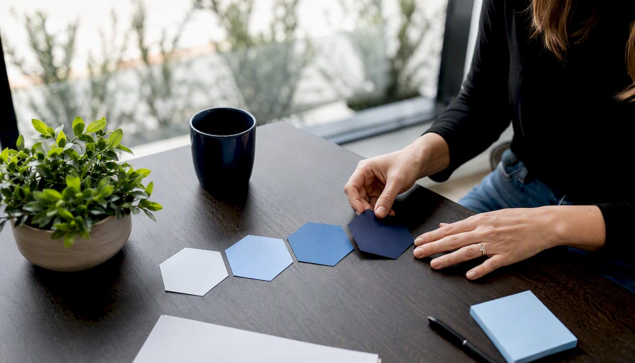 Hands arranging campaign tokens on desk