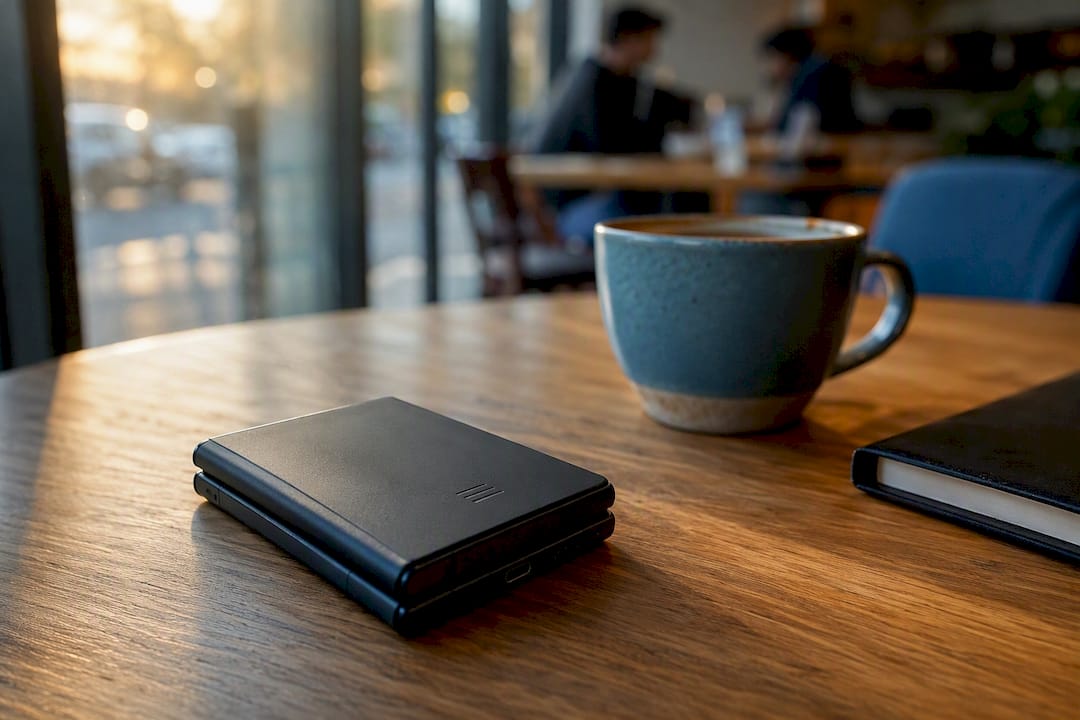 Folded phone showing hamburger menu icon silhouette