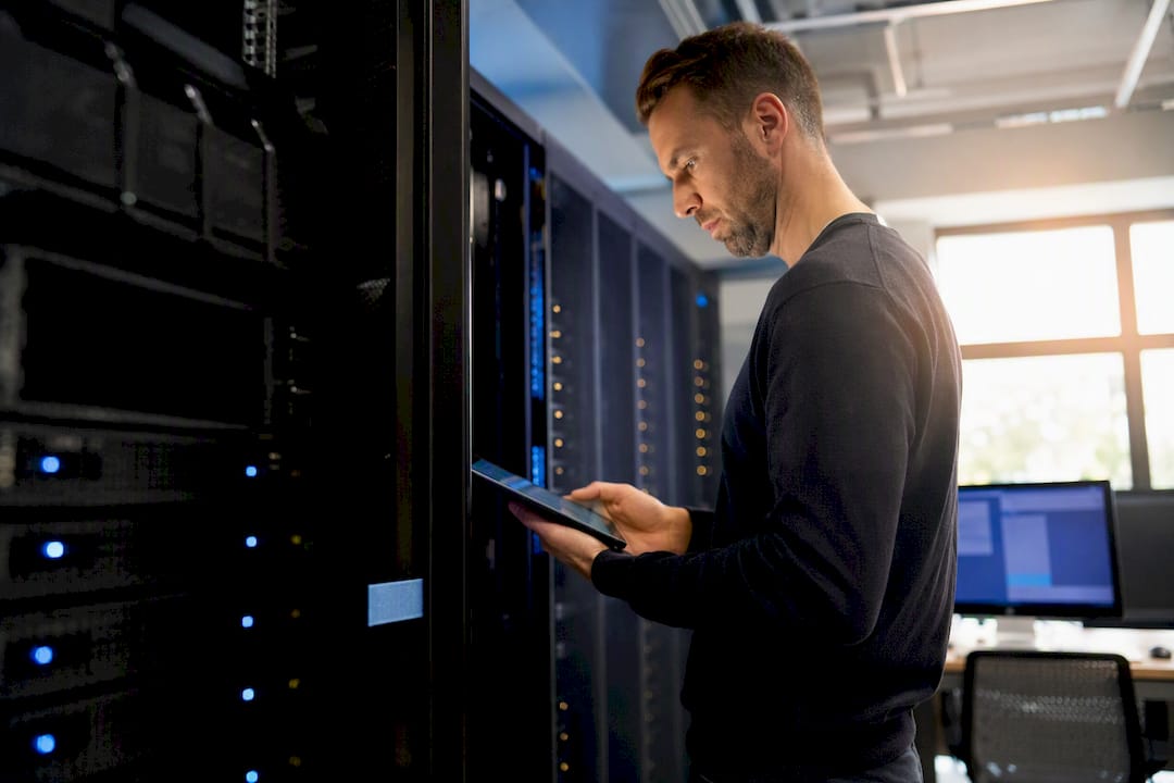 Staged WordPress migration in a server room