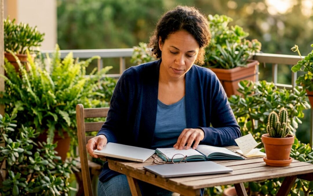 Person managing appointment scheduling at home office
