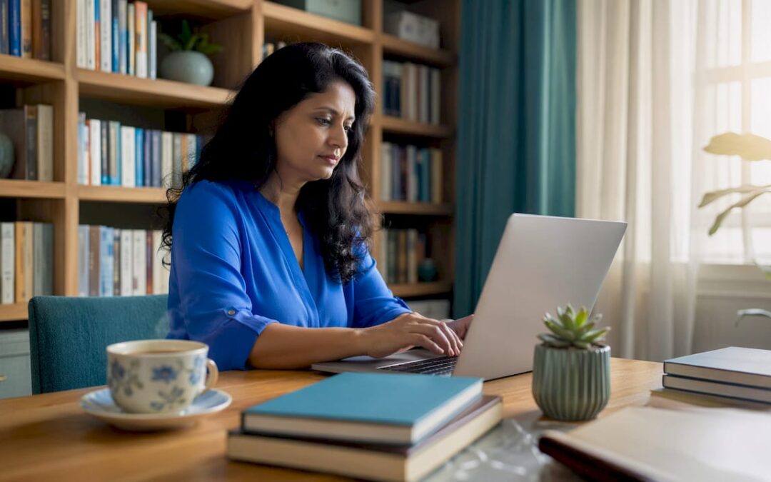 Developer integrating CRM on laptop at home office