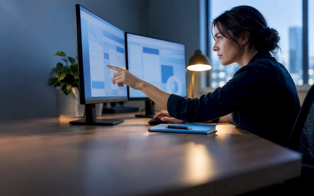 Analyst reviewing CRM and accounting sync