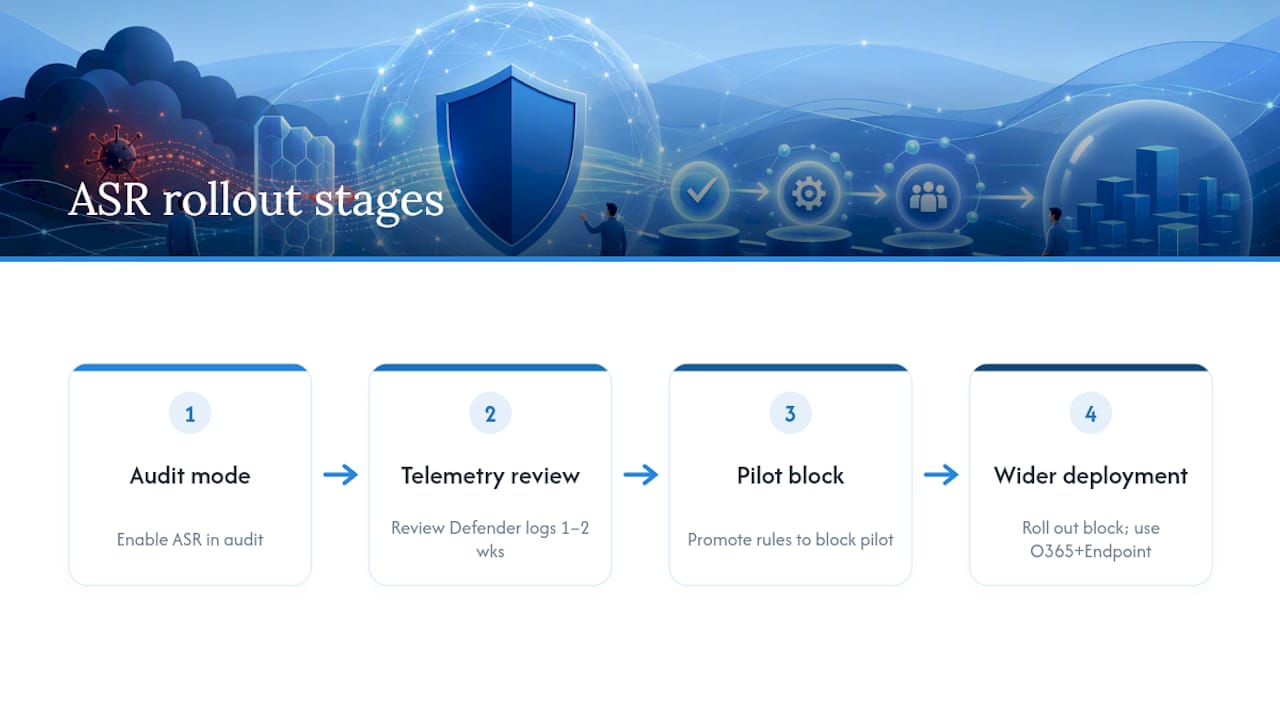 Staged Attack Surface Reduction rollout process